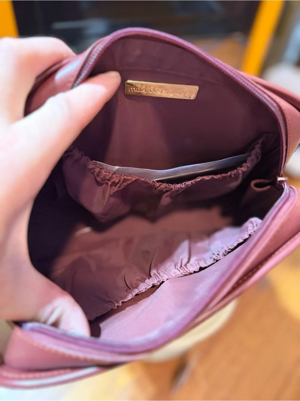 Must de Cartier Paris Burgundy Leather Cosmetics Bag Vintage Zip Travel Pouch - Picture 6 of 9